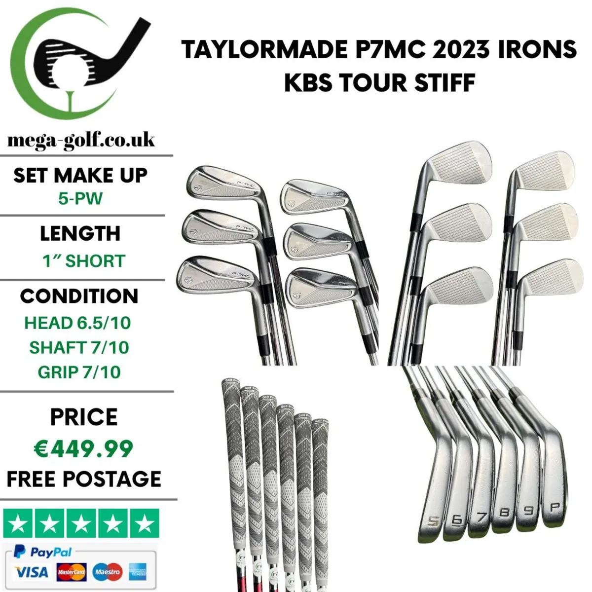 Taylormade P7MC 2023 Irons / 5-Pw / Kbs Tour Stiff - Image 1