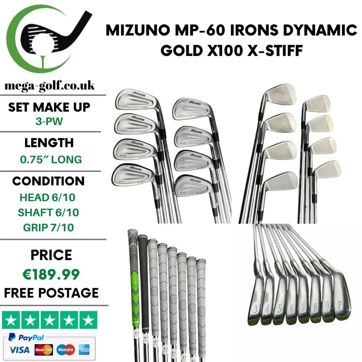 Mizuno MP-60 Irons / 3-Pw / X-Stiff - Image 1