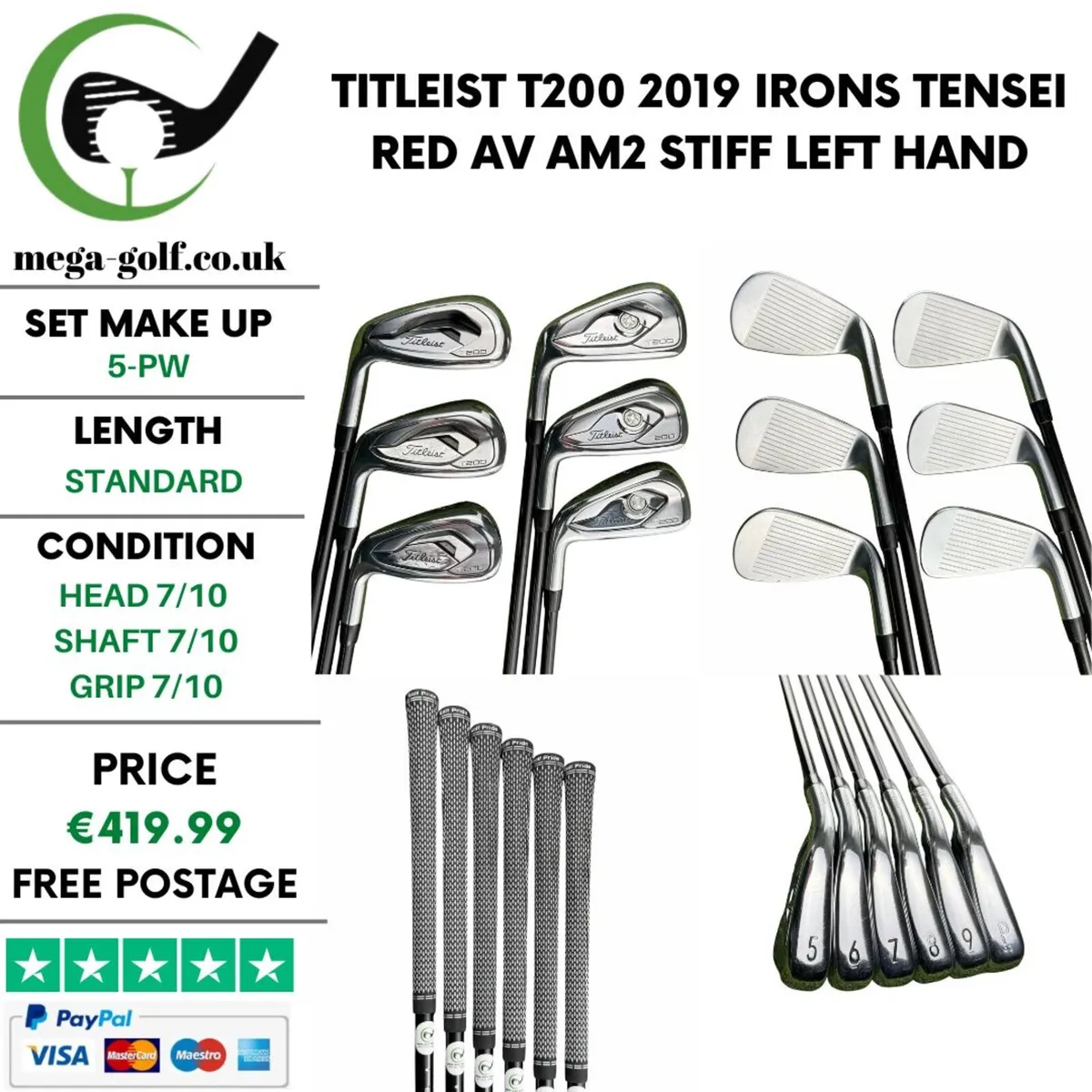 Titleist T200 2019 Irons / 5-Pw / Stiff /Left Hand - Image 1