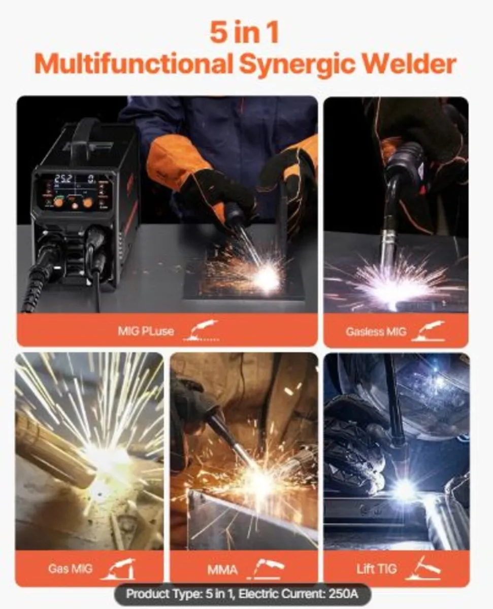 Pro MIG Welder, 250Amp Pluse Mig Welding Machine, - Image 2