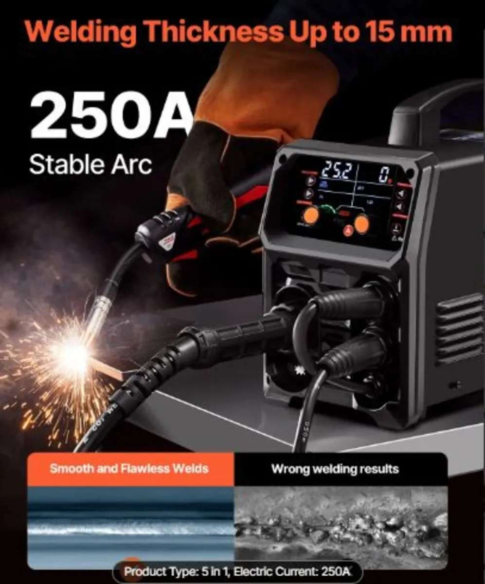 Pro MIG Welder, 250Amp Pluse Mig Welding Machine, - Image 3
