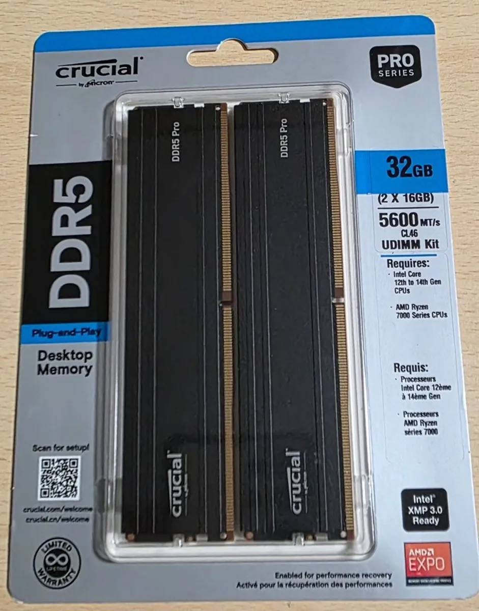 NEW Crucial PRO 32GB DDR5 5600MHz PC RAM - Image 1