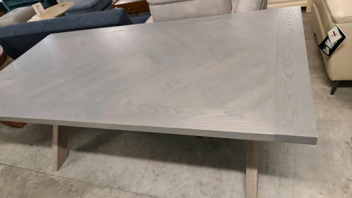 Scandinavian Dining Table X Leg, Smoked Grey, Mint - Image 4