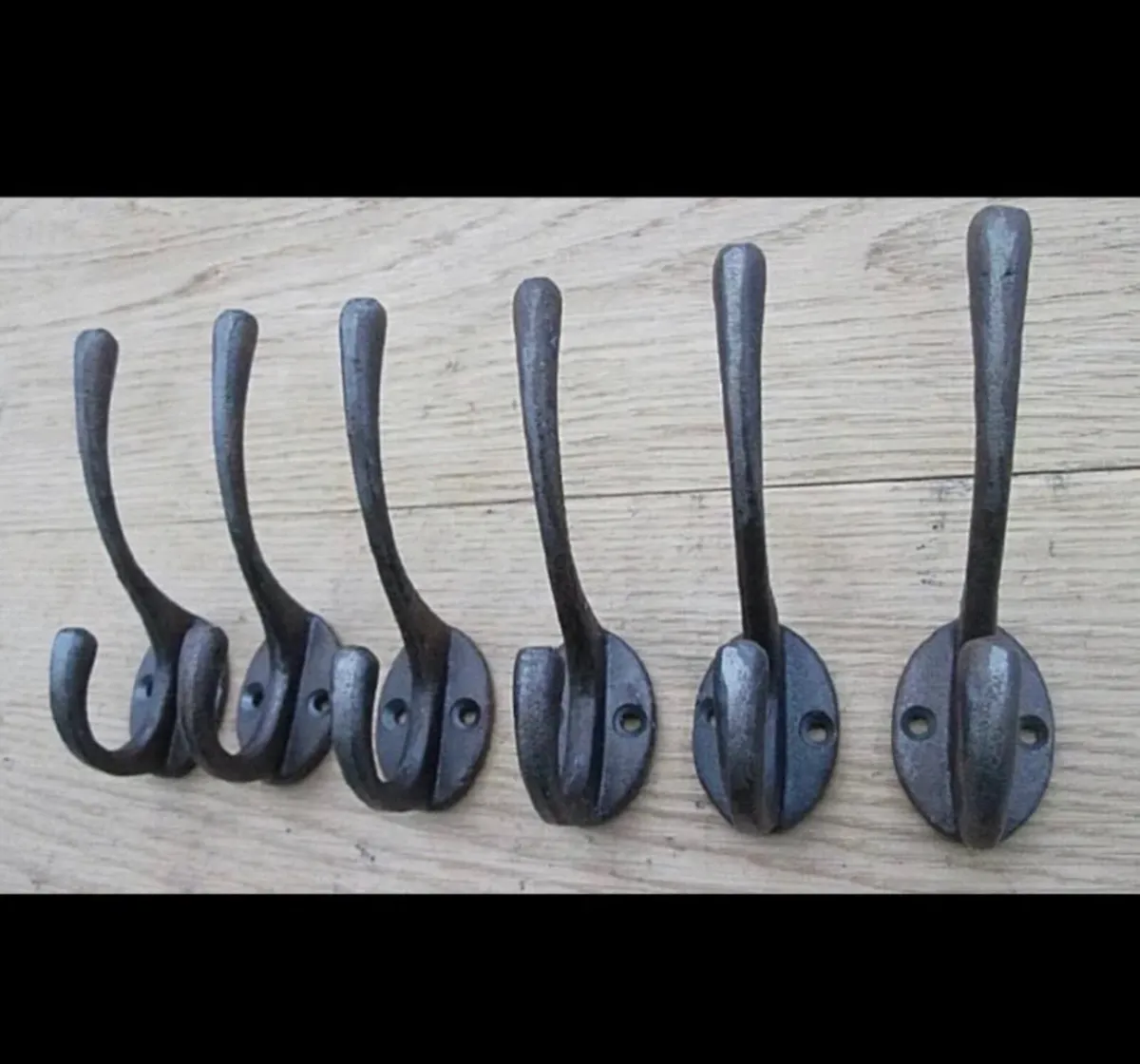 6 x Cast Iron Coat Hooks Vintage Style NEW - Image 1