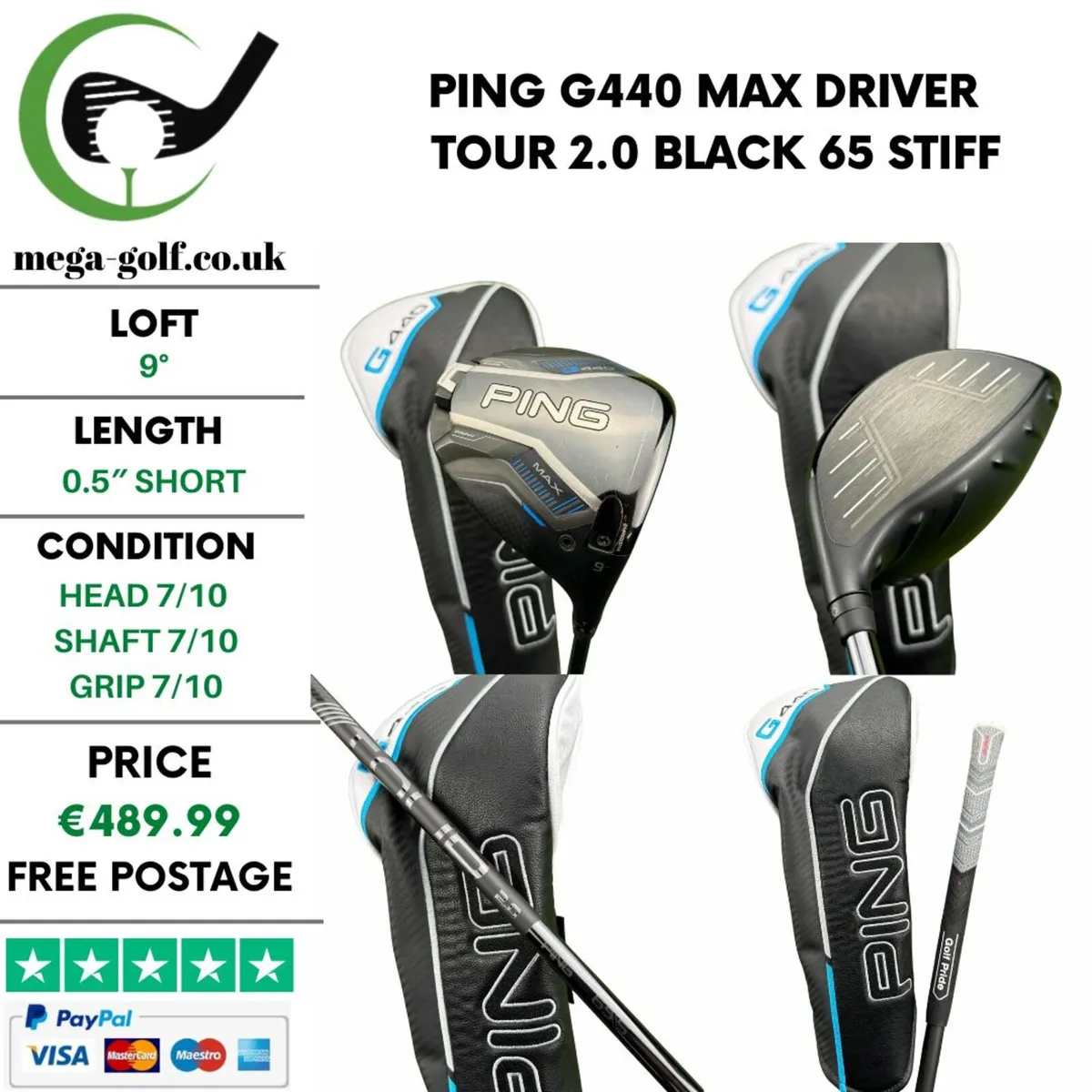 Ping G440 Max Driver / 9° /Tour 2.0 Black 65 Stiff - Image 1