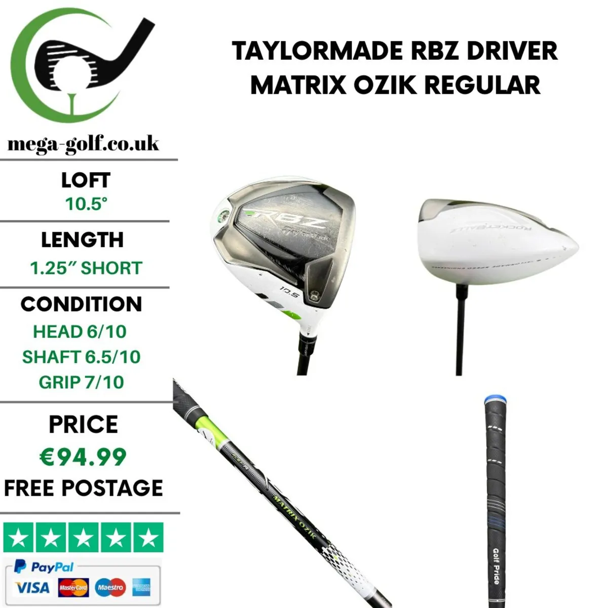 Taylormade RBZ Driver / 10.5° /Matrix Ozik Regular - Image 1
