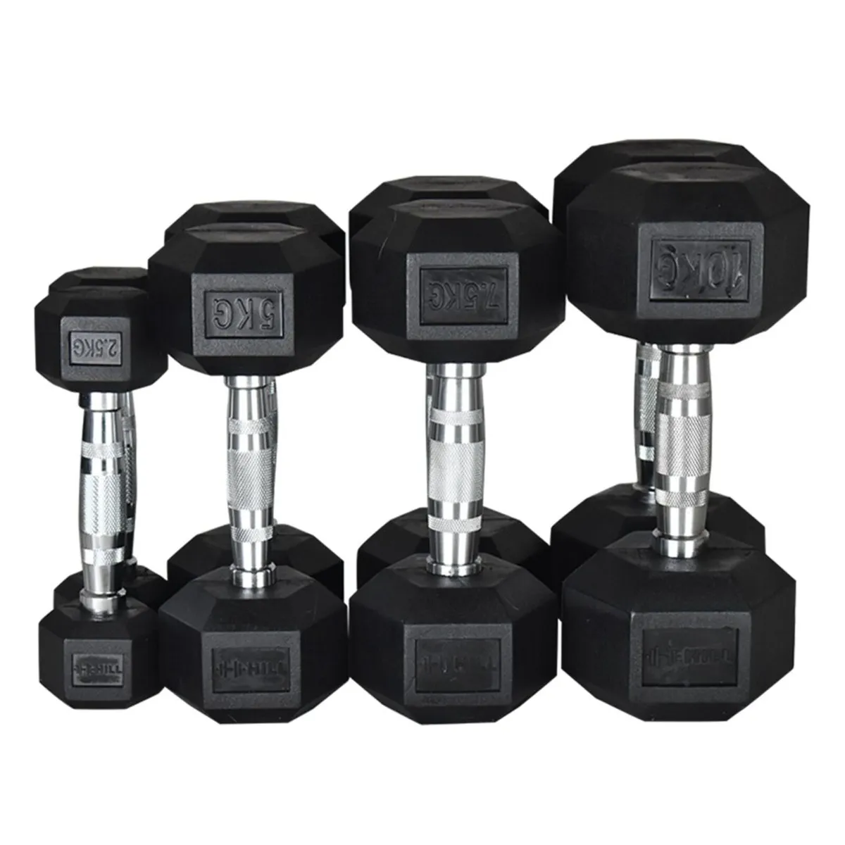 Hill Icon Rubber Hex Dumbbells 1kg - 50kg (Pairs) - Image 1