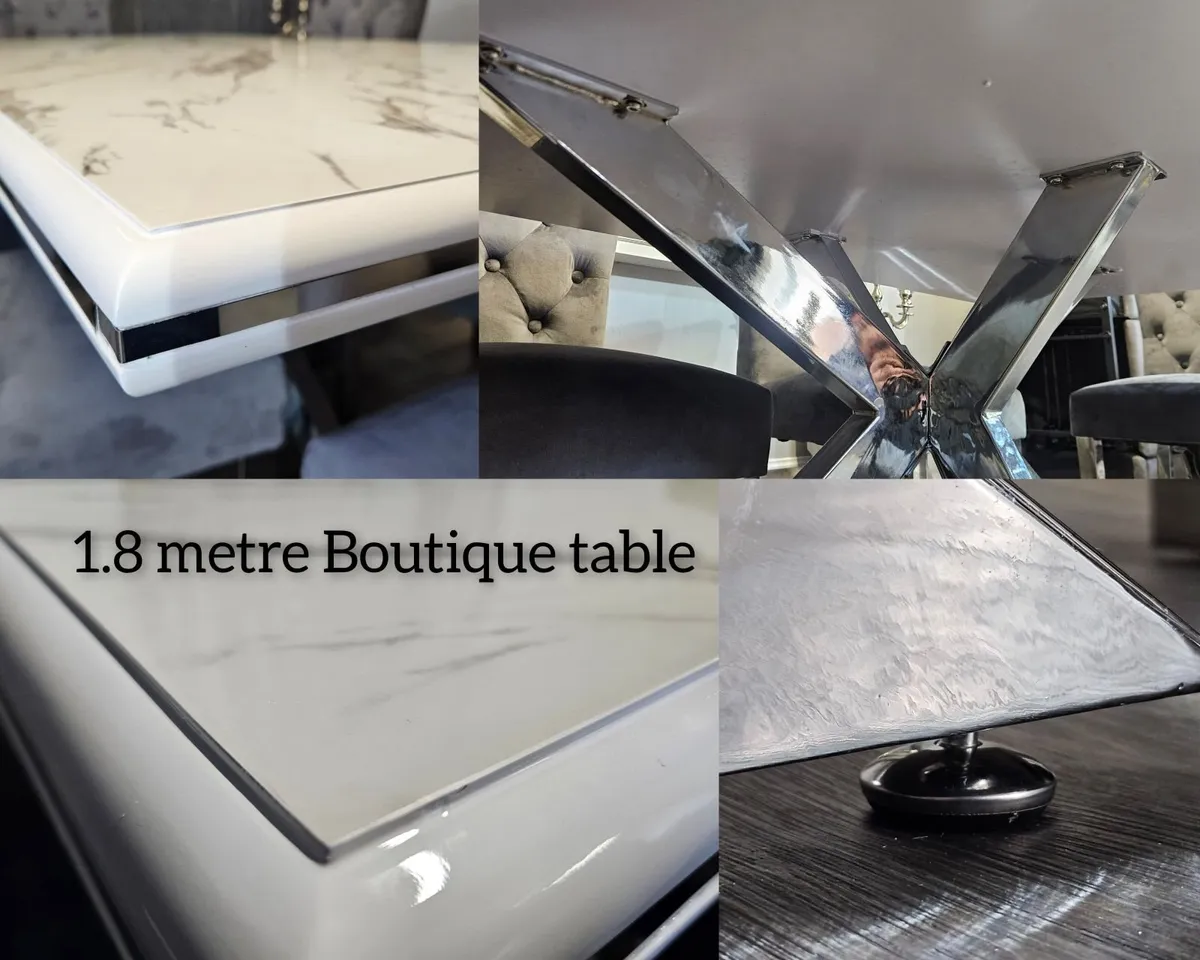 Kitchen Dining Set - Gloss Stone Table & 6 Ch - Image 2