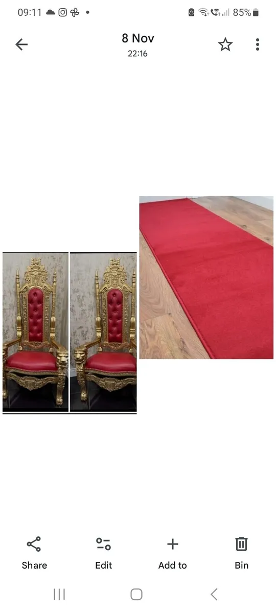 For sale Throne red carpet & sweetcart all on pack - Image 1