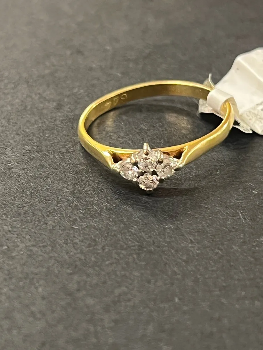 18k vintage gold ring with diamonds. - Image 3