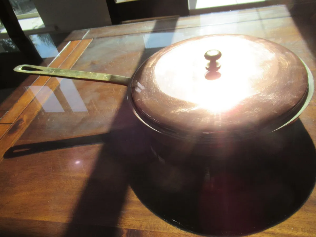 antique vintage COPPER PAN skillet cottage pub - Image 3