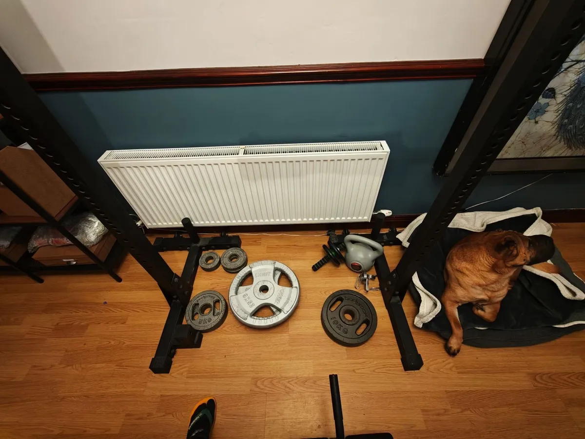 105KG WEIGHTS, 350kg RATED RACK STNDS BENCH - Image 1