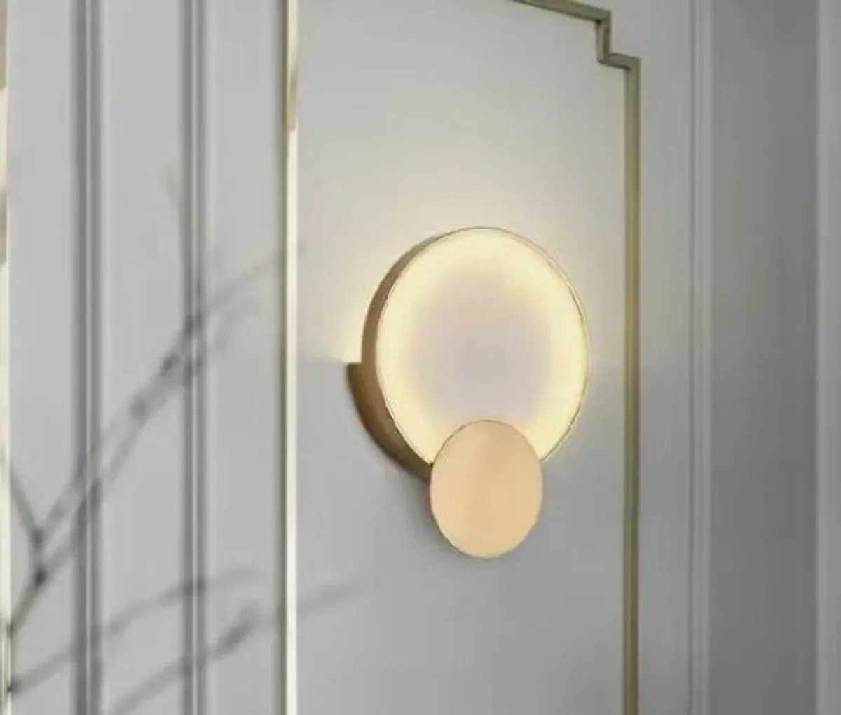 Set of 2 Round Marble Wall Lamp High-Grade Copper Indoor Lighting Living Room Bedroom Study Modern Minimalist Led Decor for Home - Image 2