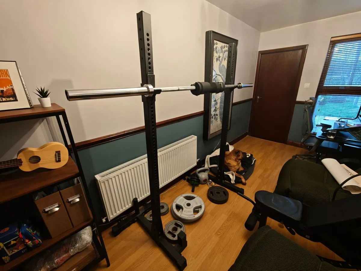 105KG WEIGHTS, 350kg RATED RACK STNDS BENCH - Image 2