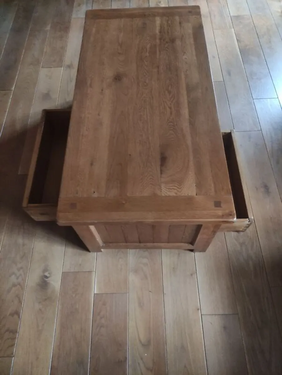 Large Rustic Oak Coffee table -4 Double Sided Drawers (Dovetail Joints) - Image 1
