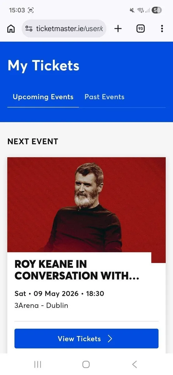 Roy Keane in Conversation Tickets x2