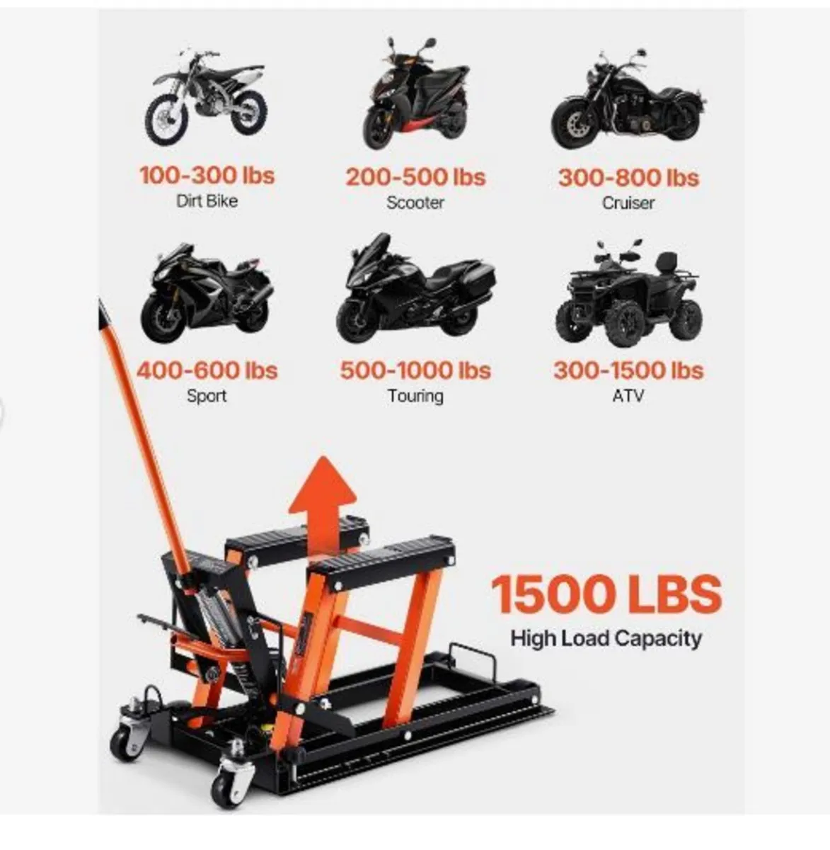 Motorcycle Hydraulic Pump Jack 680.4 kg - Image 2