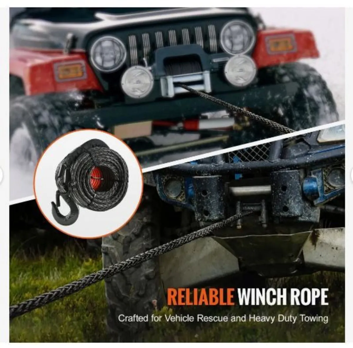 Synthetic Winch Rope, 9.5 mm x 30.48 m 12,020 kg - Image 2