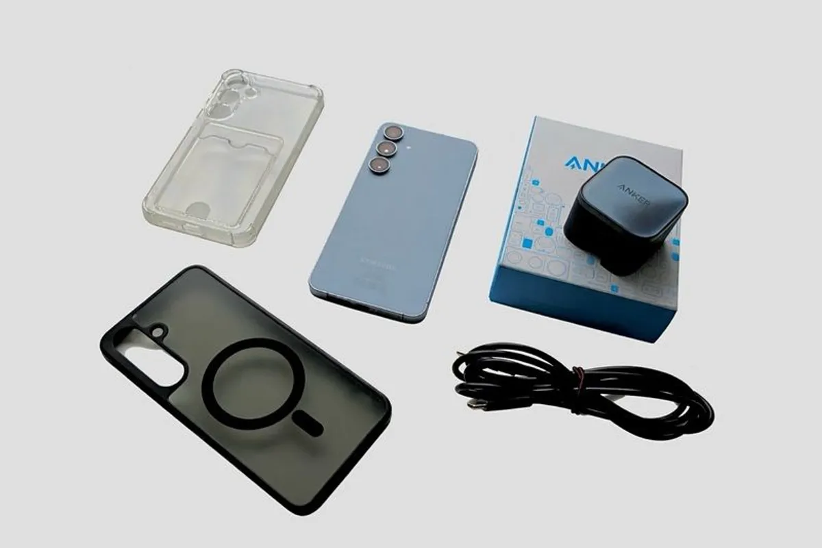 Samsung S24+ (Plus) with 2 cases and Anker charger - Image 3