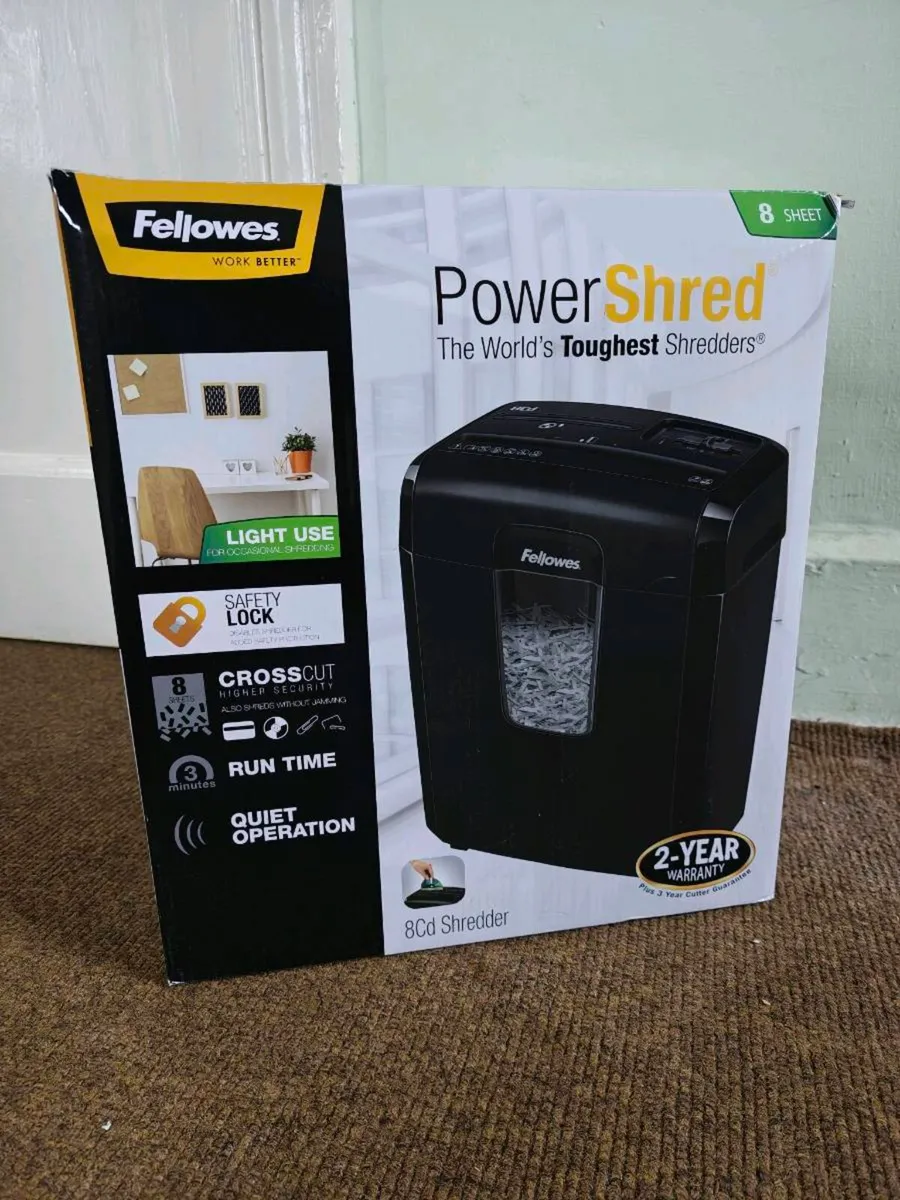 BNIB Fellowes Powershred 8Cd Cross Cut Shredder - Image 4