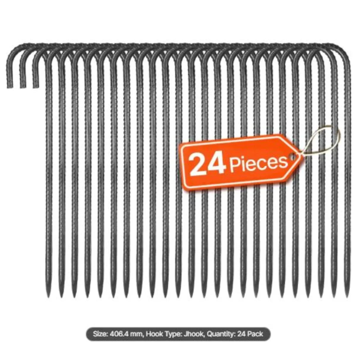 406,4 mm / 16-Inch 24 Pack Rebar Stakes Heavy Duty - Image 1