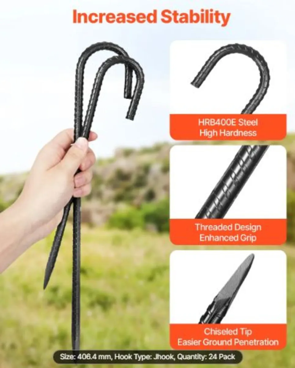 406,4 mm / 16-Inch 24 Pack Rebar Stakes Heavy Duty - Image 2