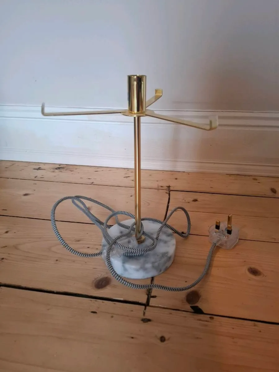 Lamp base, brass and marble - Image 1