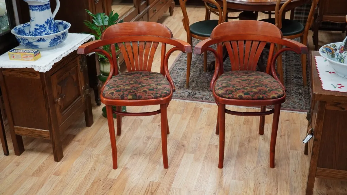 Pair of Vintage Bentwood Fan-Back Armchairs - Image 1