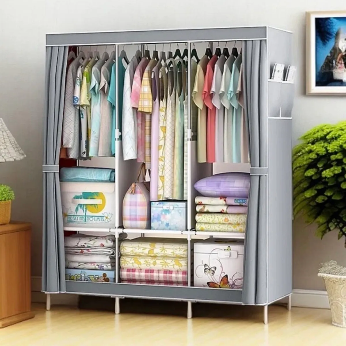 Canvas Covered Wardrobe Portable Storage NEW