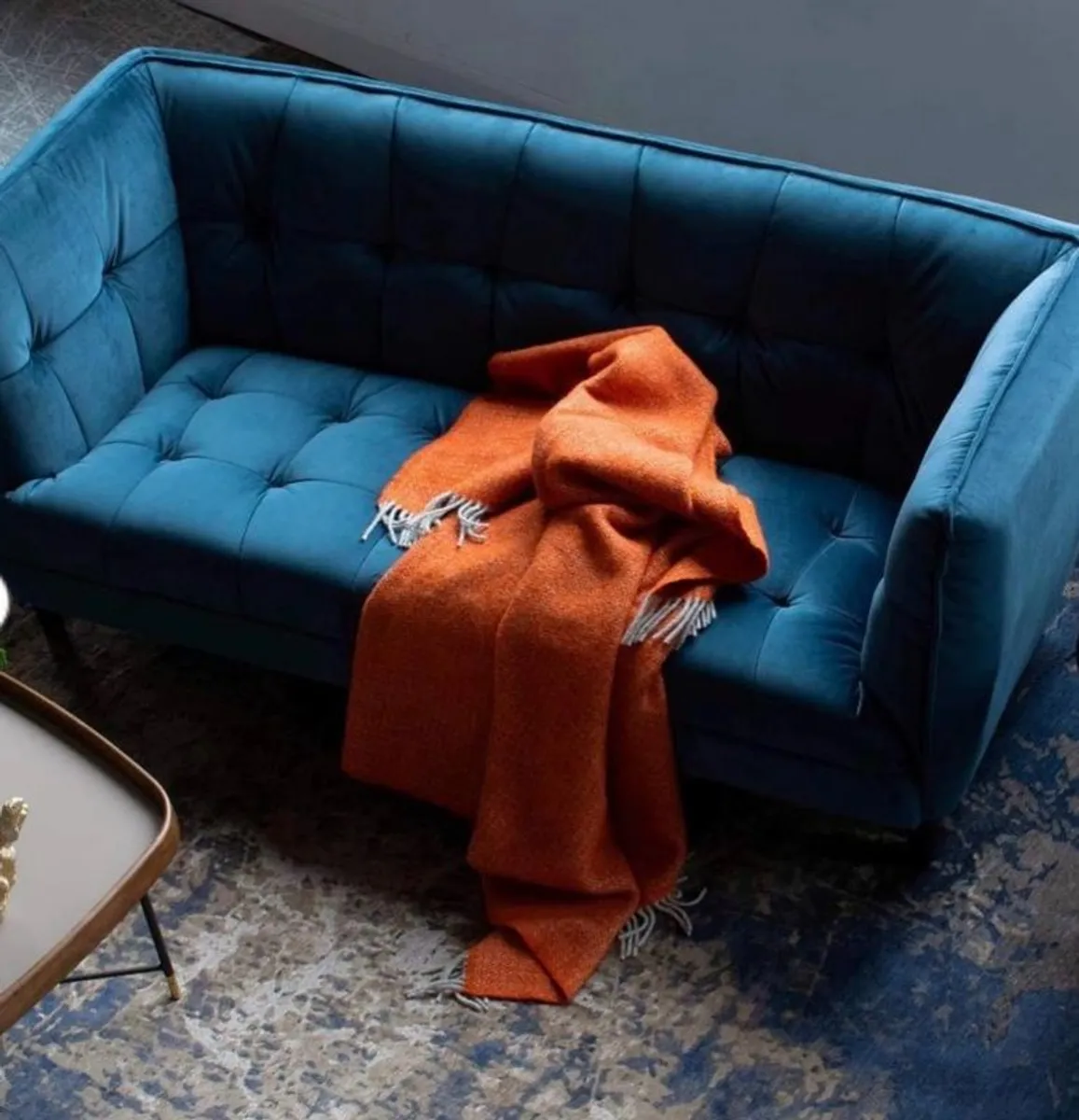 Cuddle Soft Navy Velvet 2 Seater Sofa Perfect for small spaces Harvey Norman' MISHA' 140 length 75 depth 80height in Cm - Image 1