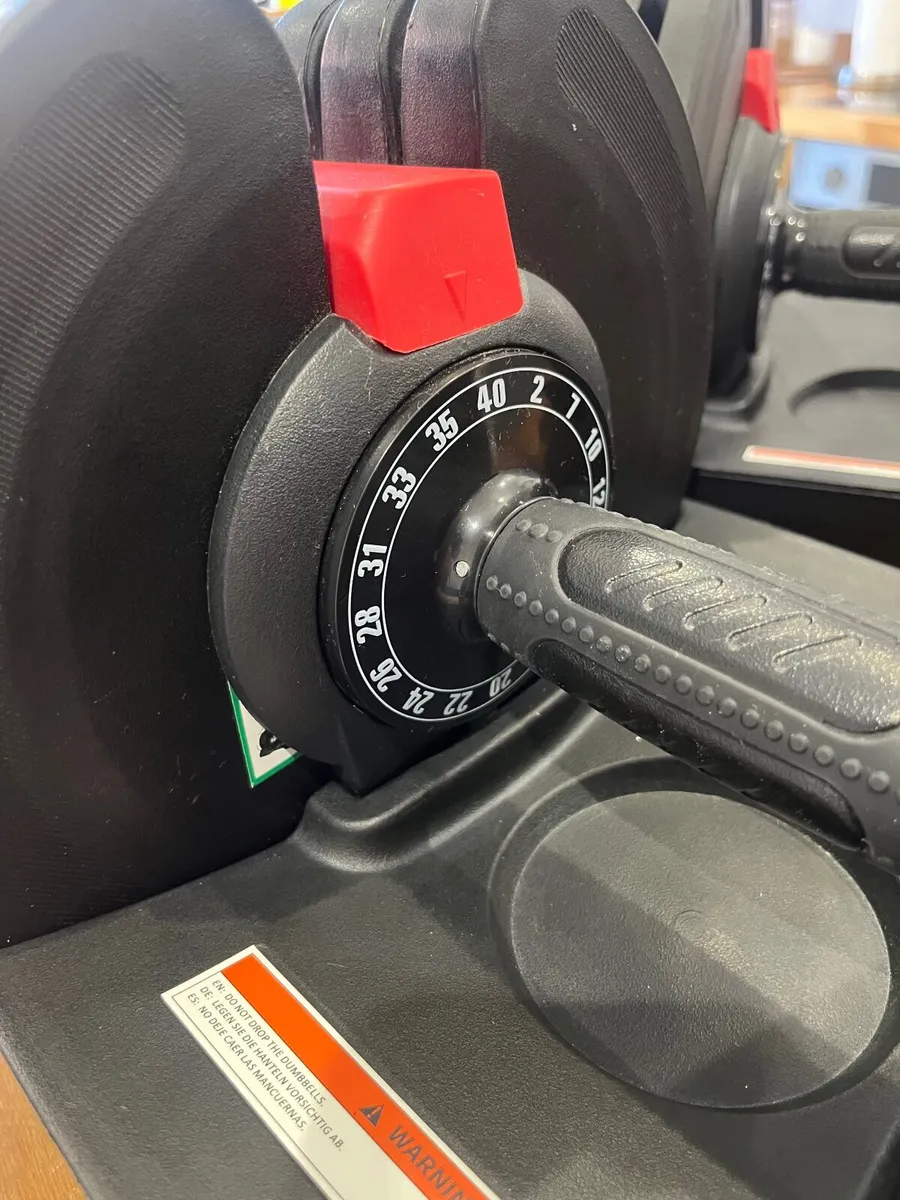 2x 40kg Adjustable Dumbbels with Dumb bell holders - Image 2