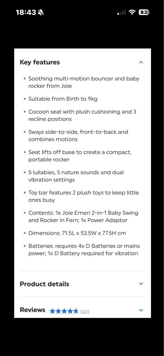 Joie baby rocker - Image 4