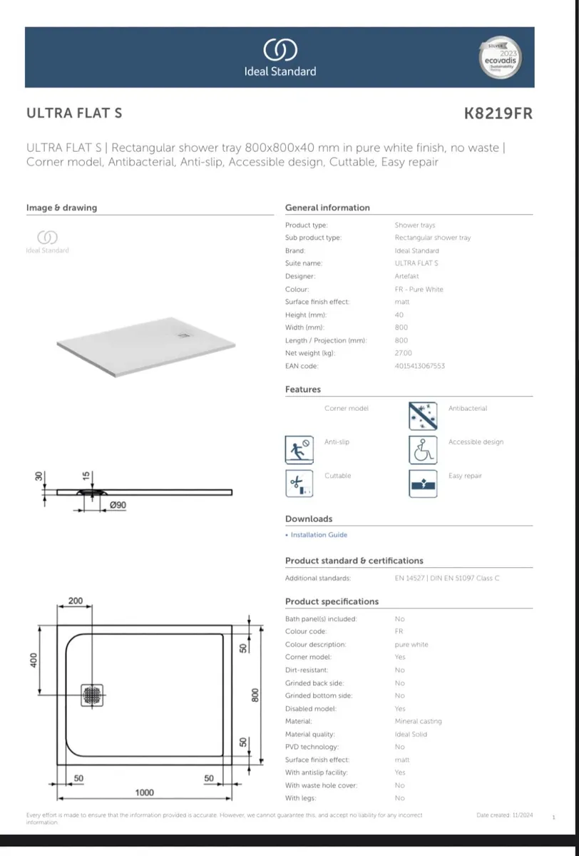 Ultra Flat Shower Tray - Image 2