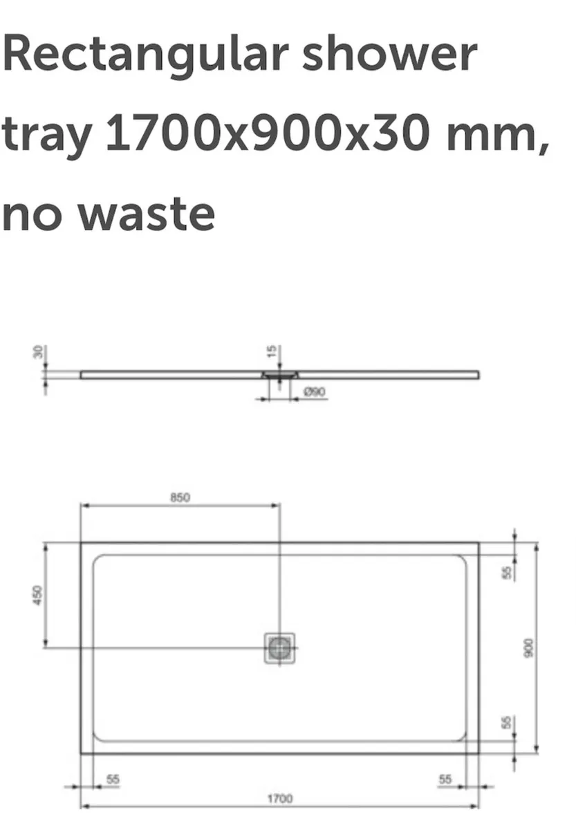 Ultra Flat Rectangular Shower Tray - Image 2