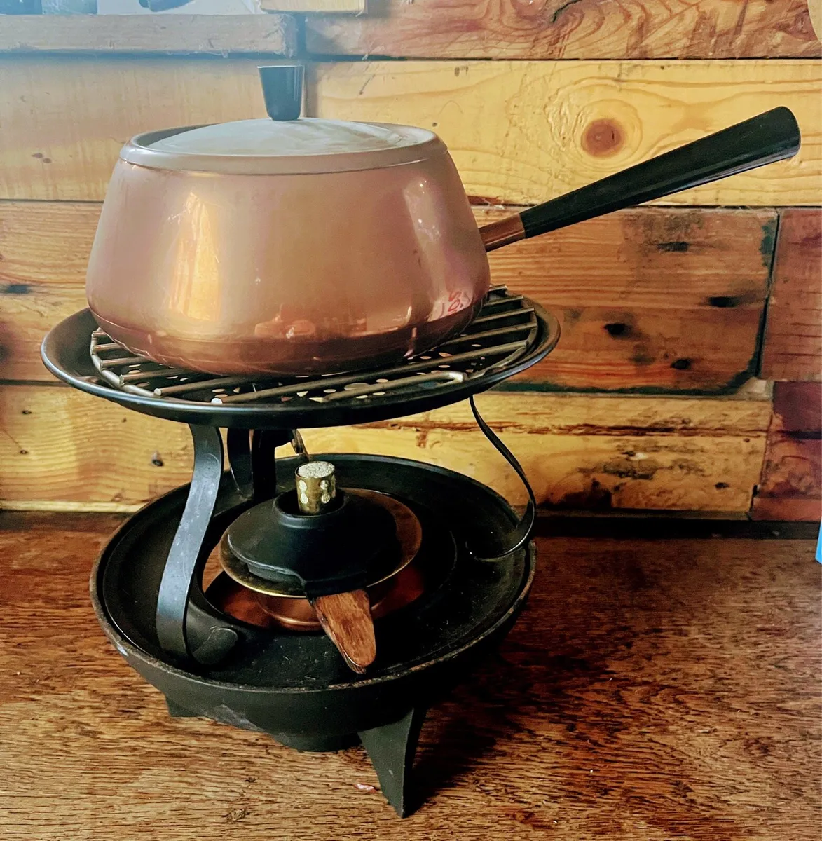 Copper and Cast Iron Fondue Set - Image 1