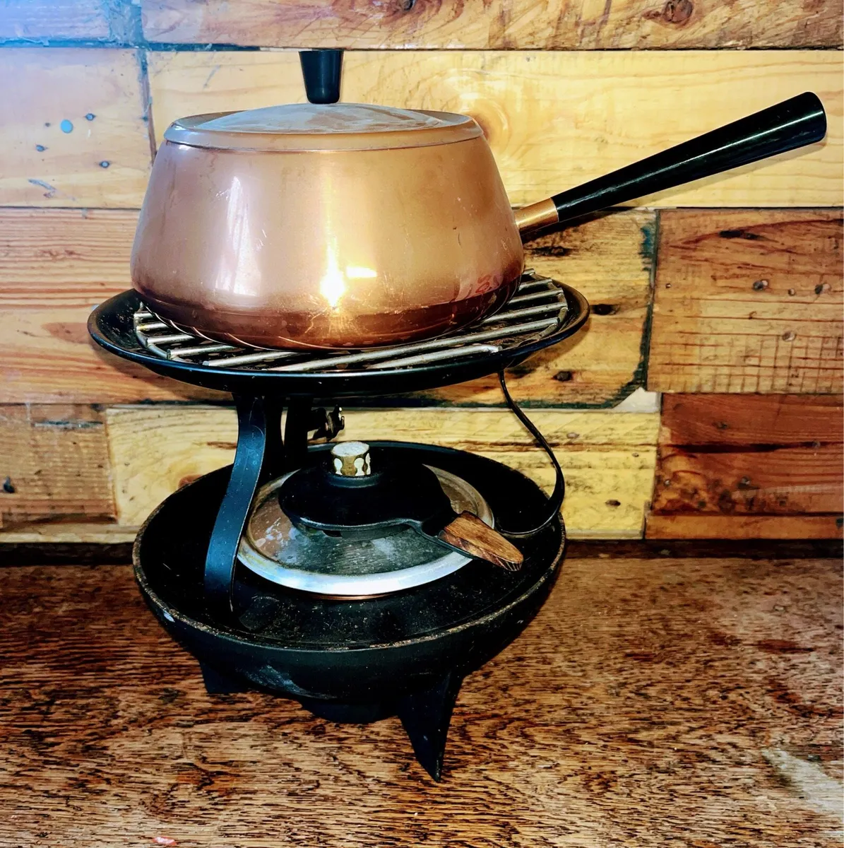 Copper and Cast Iron Fondue Set - Image 2