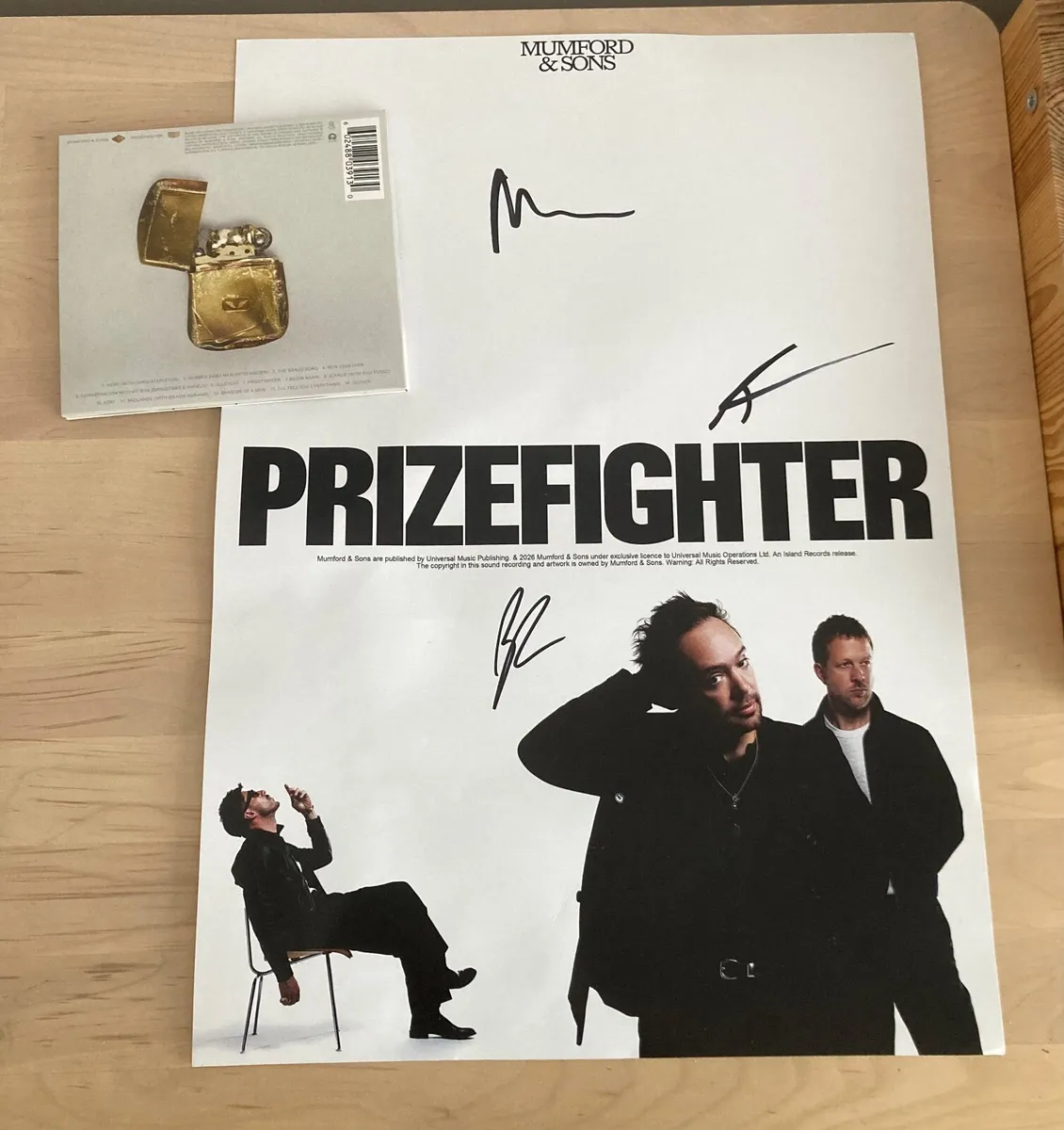 Mumford & Sons “Prizefighter” CD + Signed Poster - Image 2