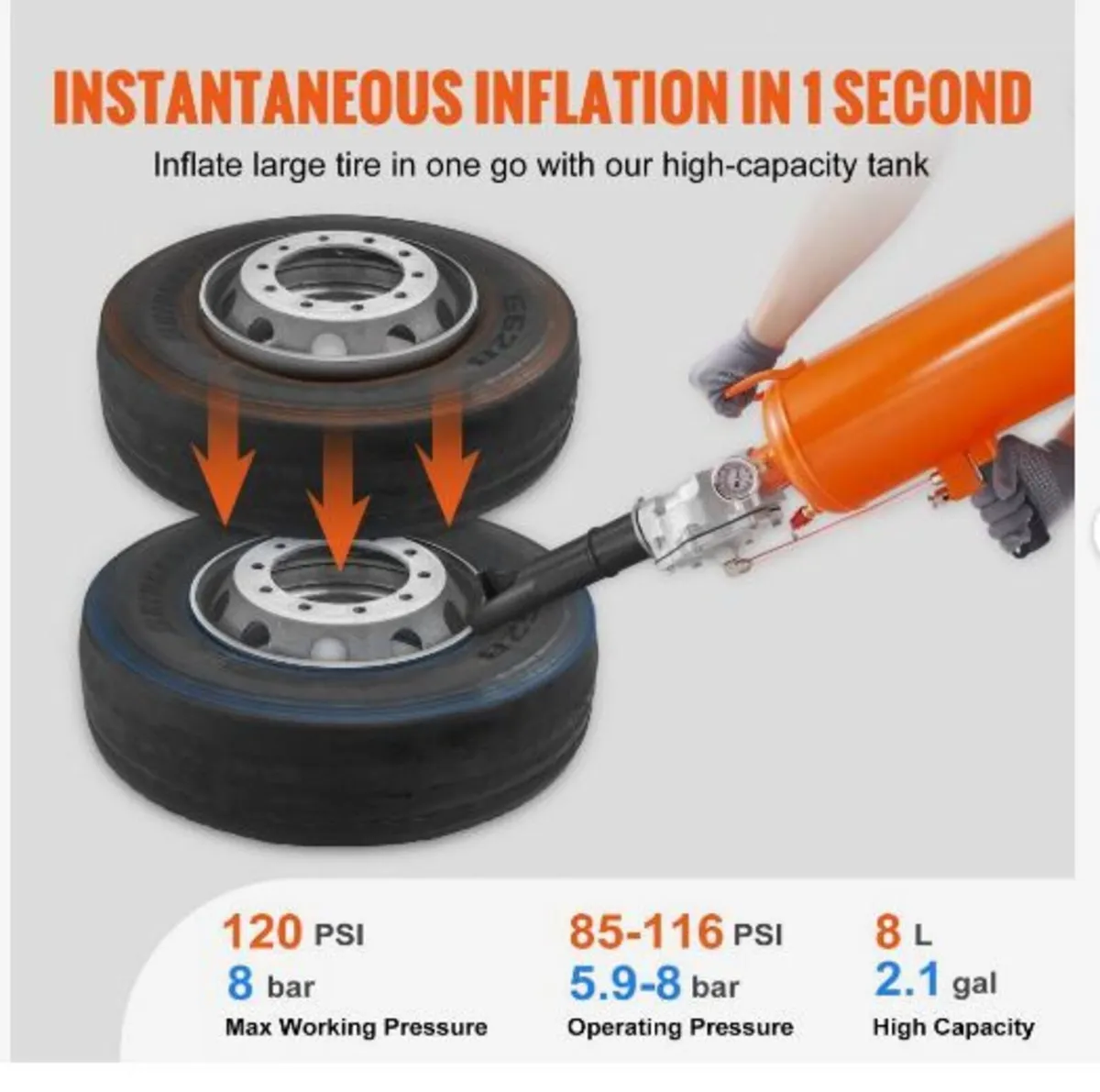 Tire Seater, 2.1 Gal/8 L Air Tire Blaster - Image 3