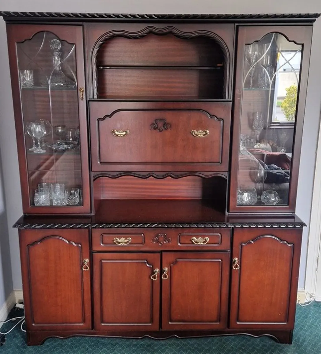 Beautiful Solid Wood Display Cabinet with Hidden Cocktail Compartment - Image 1