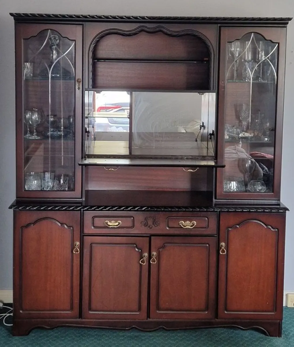 Beautiful Solid Wood Display Cabinet with Hidden Cocktail Compartment - Image 2