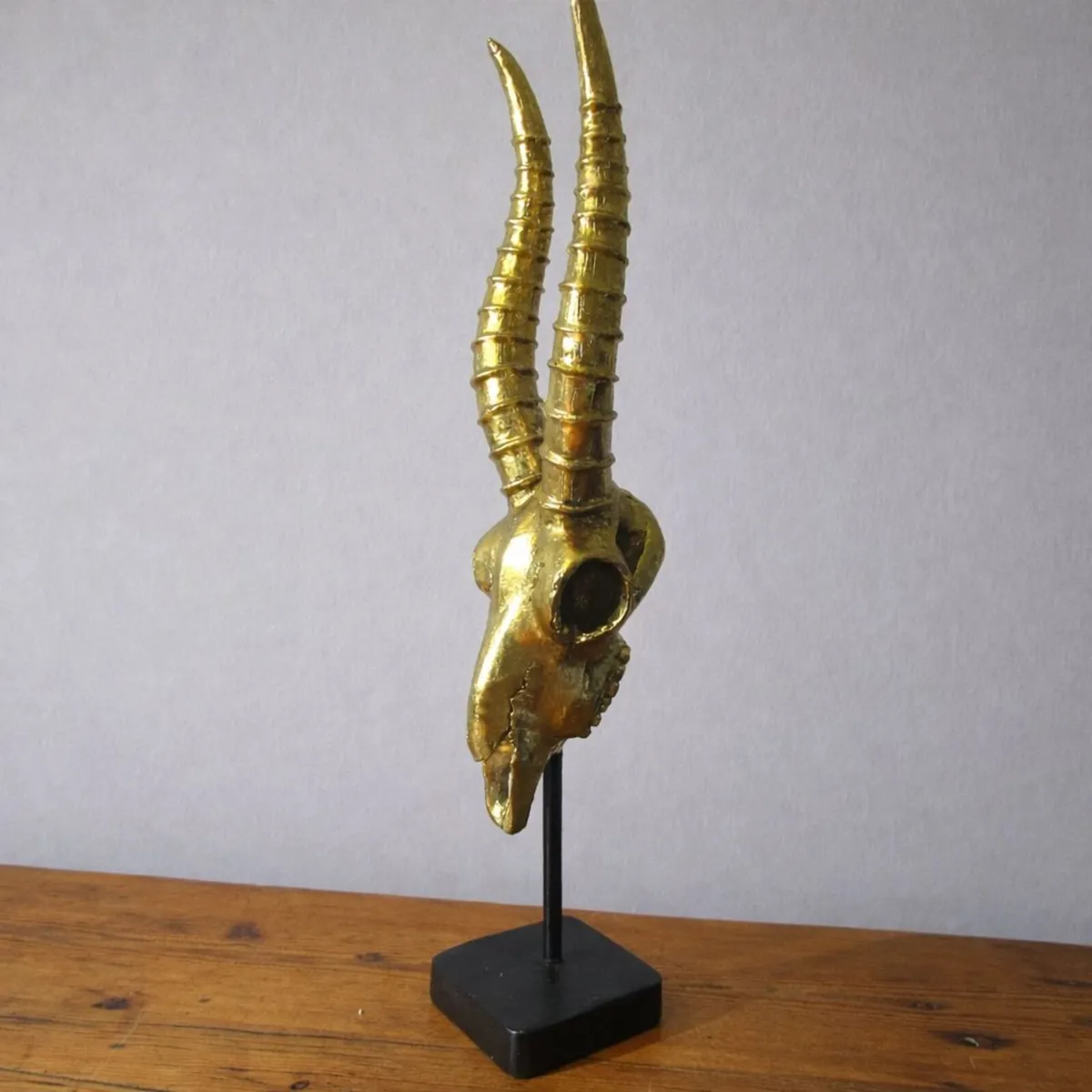 Large Gold Antelope Skull Ornament – 50cm - Image 3