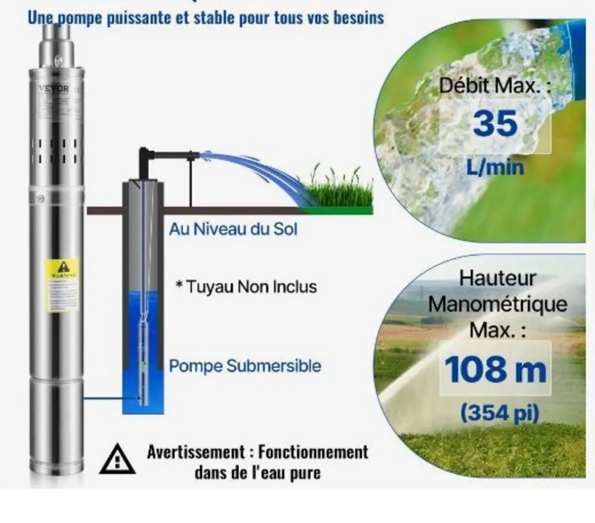 Deep Well Submersible Pump, 550W - Image 4