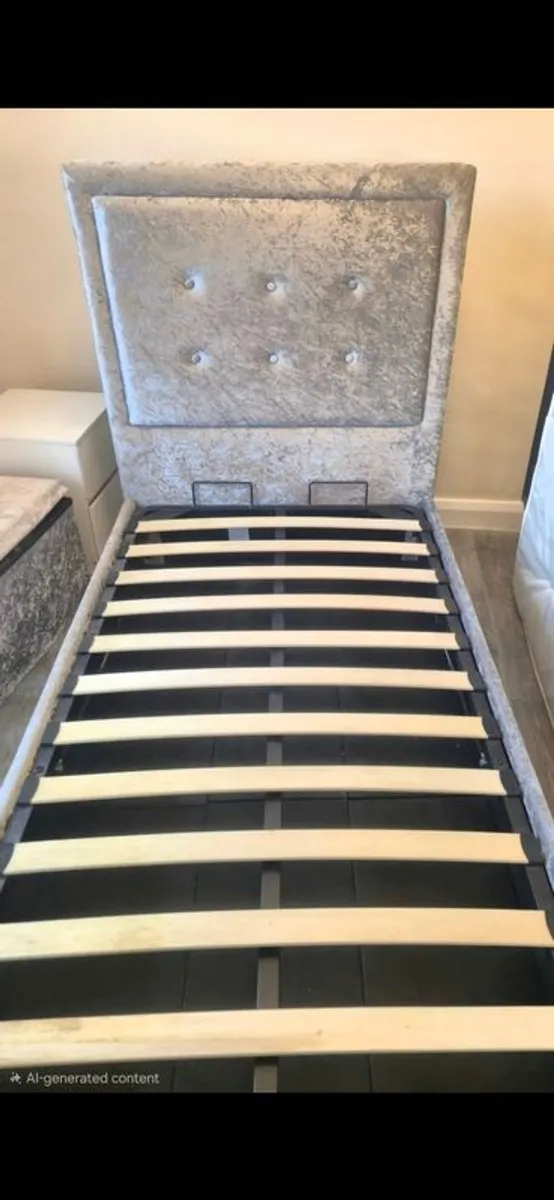 Crushed velvet single ottoman bed.