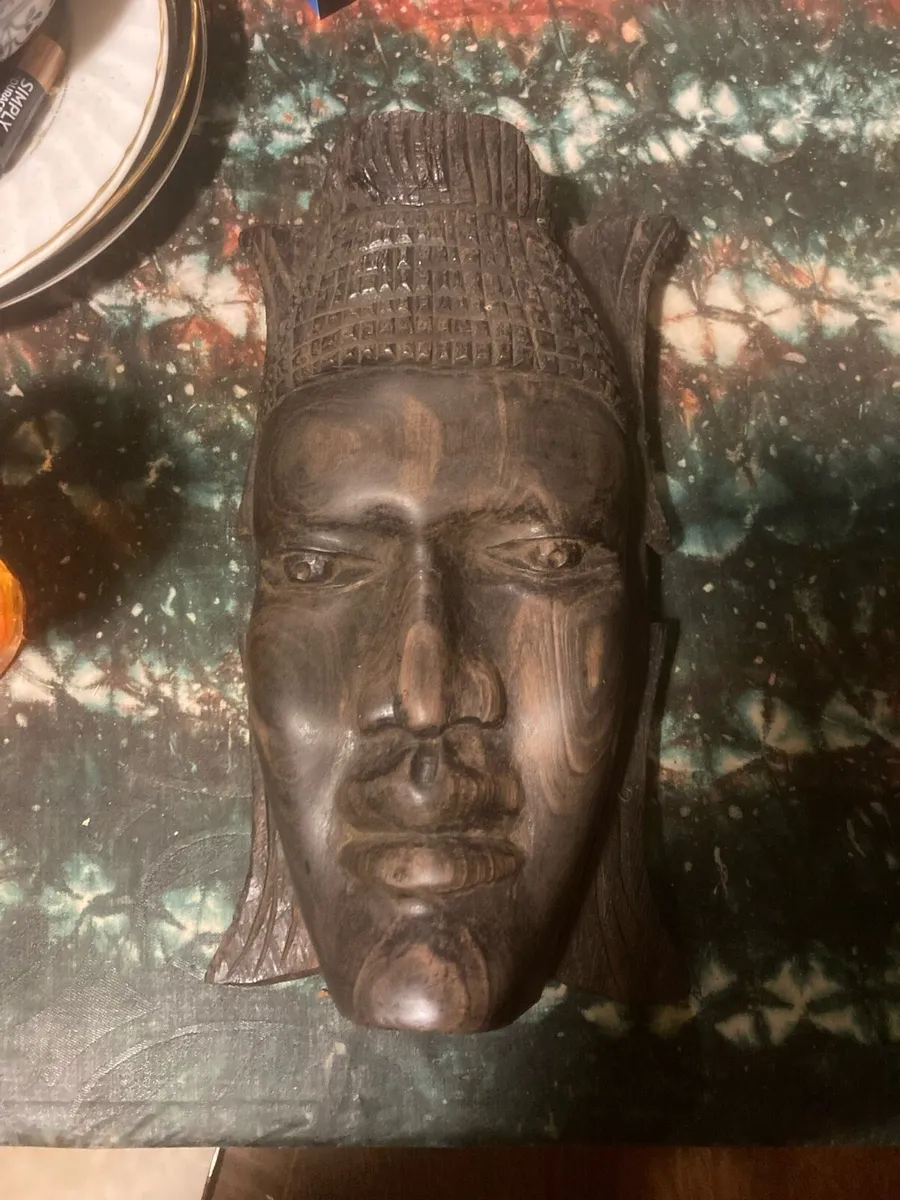 Ebony wooden hand craved mask free postage - Image 1