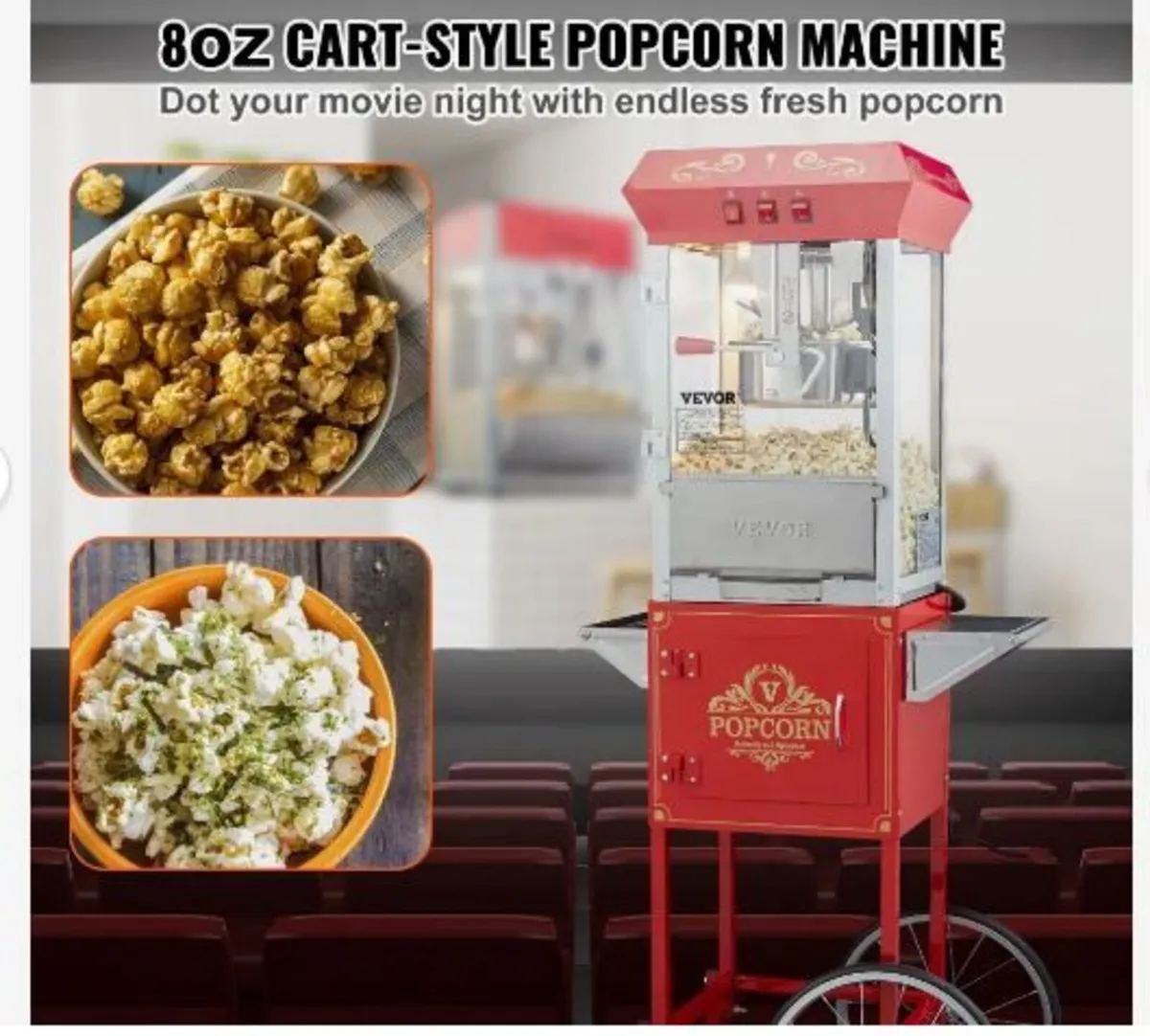 Popcorn Maker with Cart, 850W - Image 3