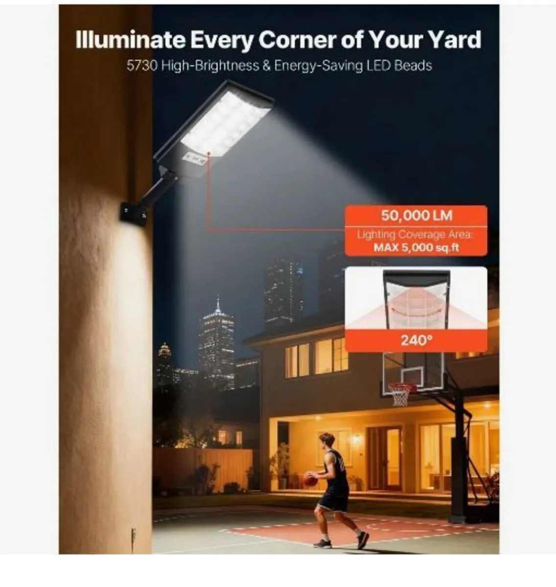 4 Pack 500W Solar Street Lights Outdoor - Image 3