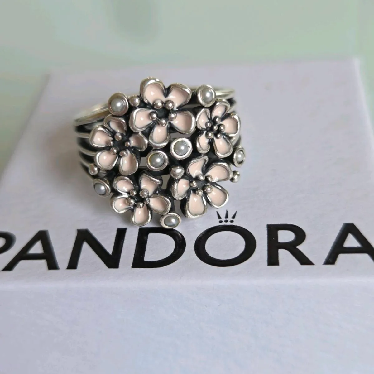 Pandora cherry blossom bouquet ring Size 56 - Image 1