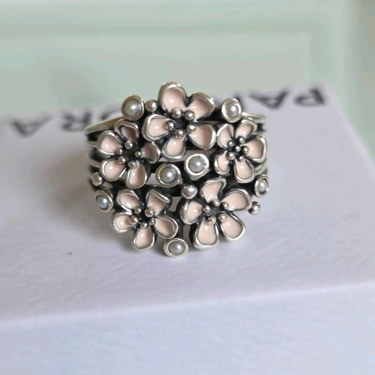 Pandora cherry blossom bouquet ring Size 56 - Image 2