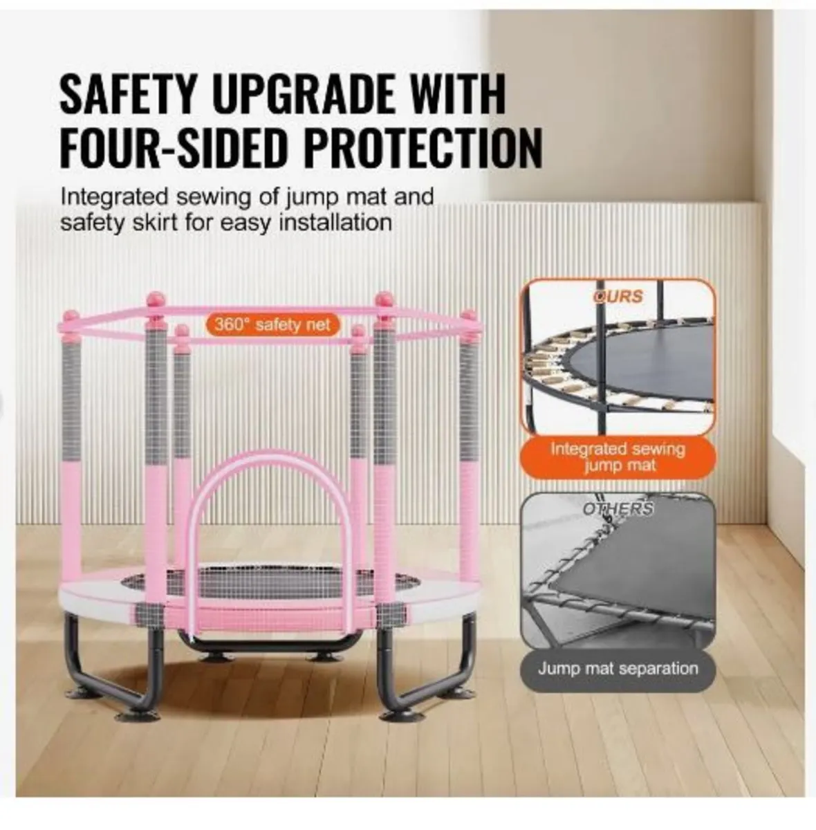 60" Kids Trampoline, 5FT Indoor Outdoor - Image 2