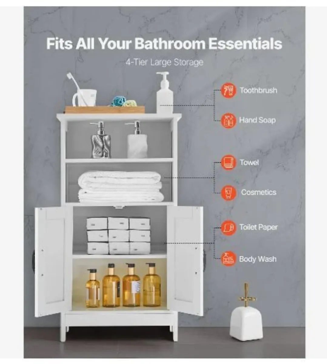 Bathroom Floor Cabinet, 4-Tier - Image 3